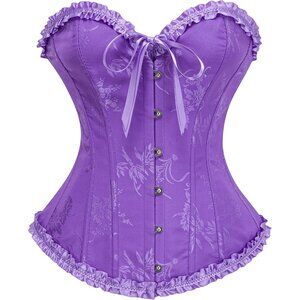 Women's Ultra Violet Corset Tops Bustier Lingerie Lace Waist Push Up Bodysuit